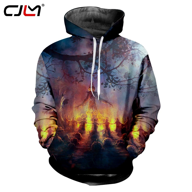 

CJLM Man’s 3D Printed Punk Rock Halloween Mens Clothing Horrible Flame Scarecrow The New Listing Wholesale Hip Hop Hoodies