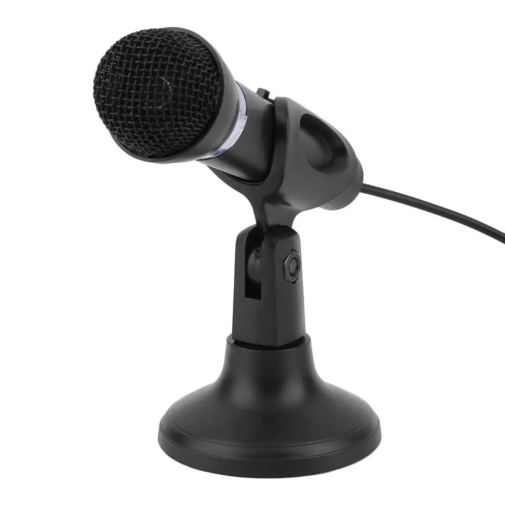 Компьютер ноутбук настольный микрофон KTV-307 провод караоке ручной микрофон 3,5 мм микрофон с базой для записи пения - Цвет: Black