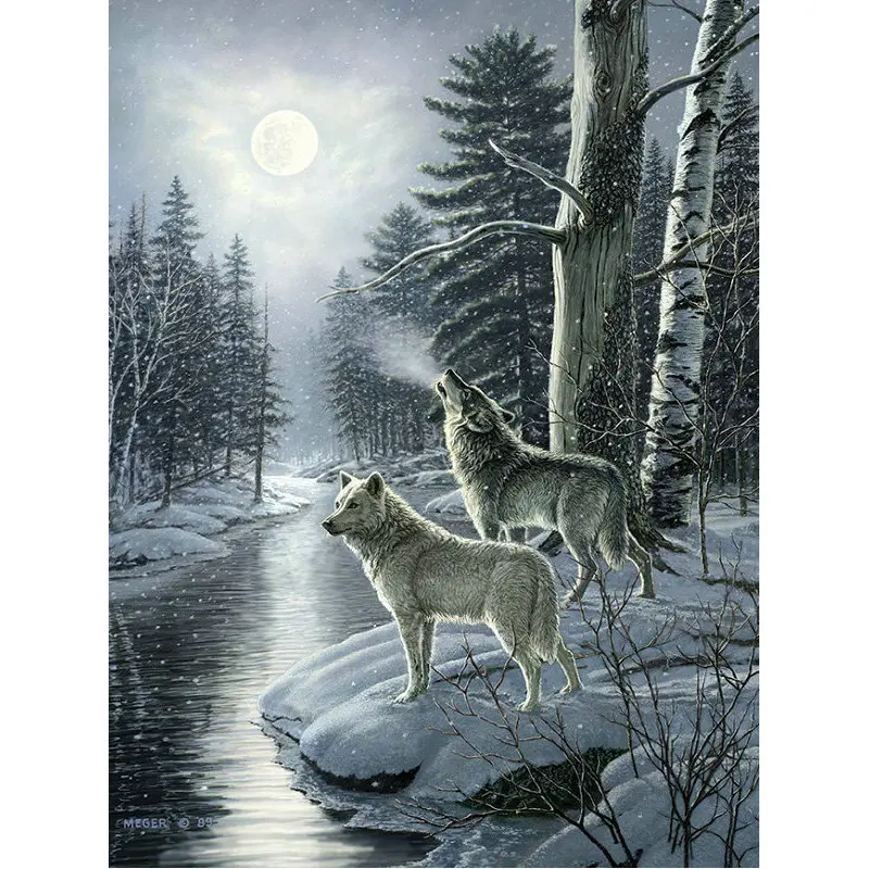 

DIY Diamond Painting Cross Stitch Needlework Square Mosaic Diamond Embroidery wolf scenery rhinestone mosaic Pattern Decoration