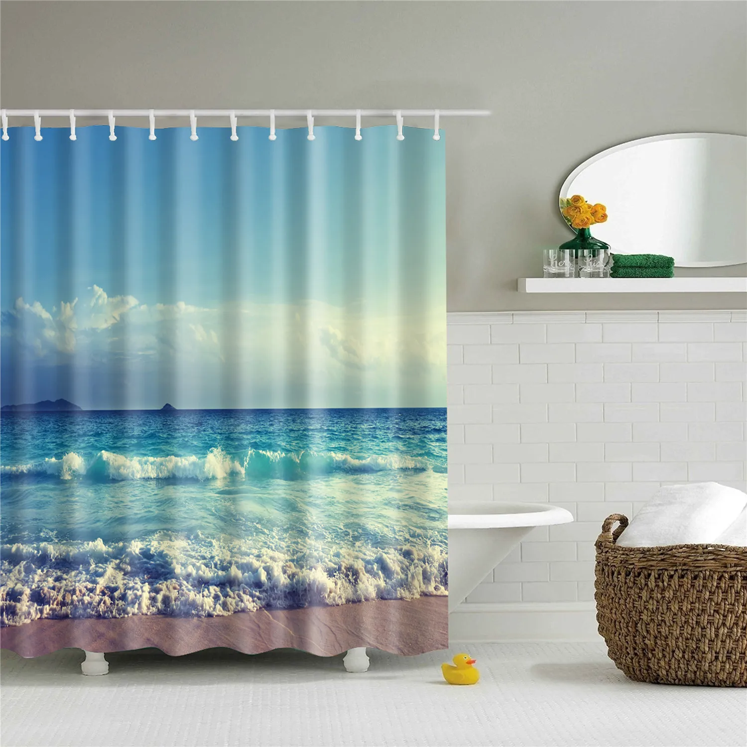 Seashell пляжная Ванна занавес 180x200 см Большая водонепроницаемая полиэфирная занавеска для душа 3D затемненная шторка для ванной занавеска - Цвет: TZ161227