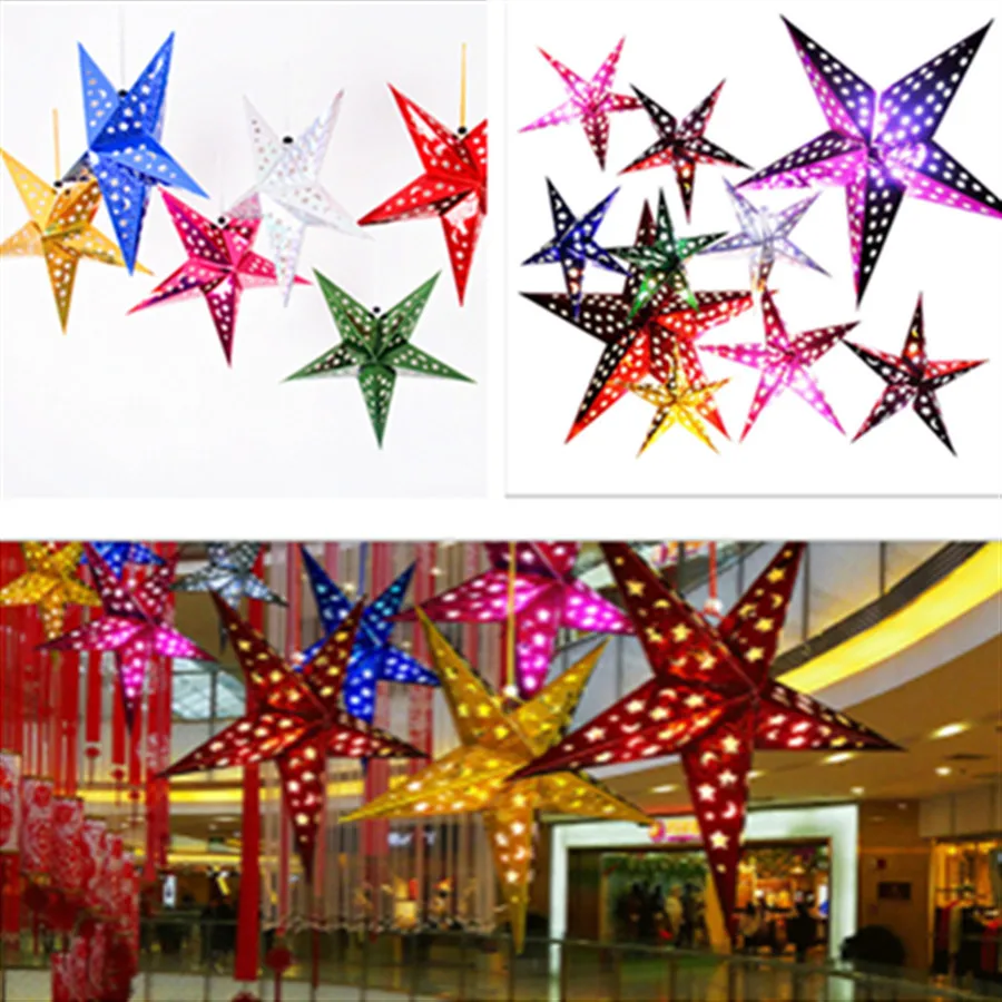 

1PC 30cm-45cm-60cm Shiny Star Paper Lampshade lanterns Party Decoration Craft For Wedding Christmas Party Decoration Supplies