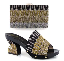 Mode-Design italienische Schuhe und passende Taschen für Hochzeit, Nigeria schwarz für afrikanische Dame entsprechen die Schuhe HJX1-1