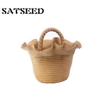 

2019 New Japanese Holiday Style Romantic Lace Straw Bag Hand Basket Beach Bag