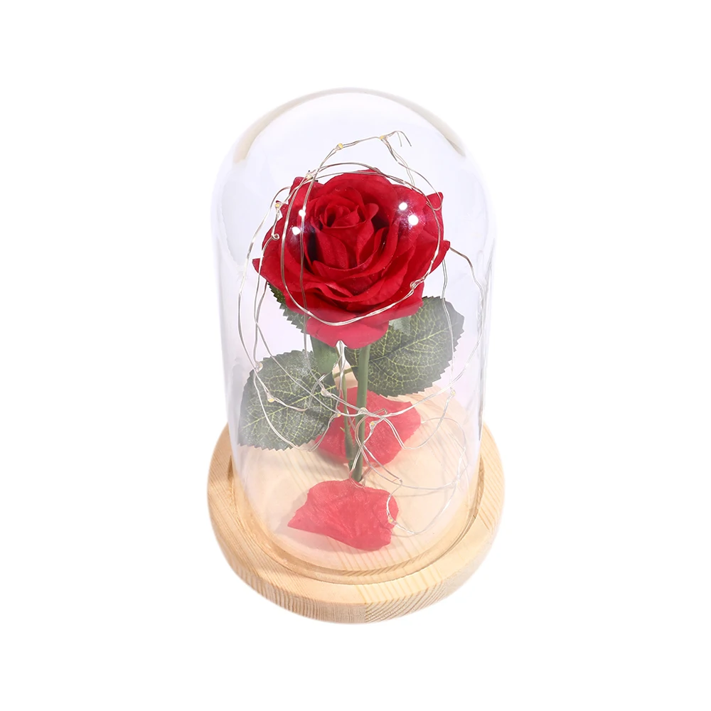Искусственный цветок розы светодиодный светильник-гирлянда красная роза со стеклянной крышкой пульт дистанционного управления подарок на день рождения на годовщину вечерние свадебные Декор