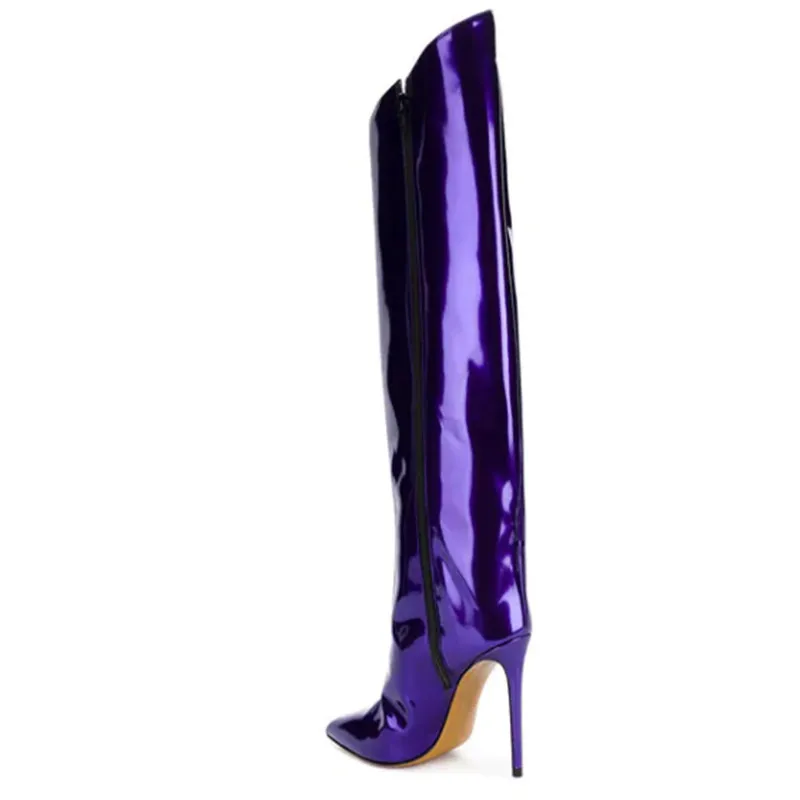 Genou Verni Femmes Bout Femme Pointu Talon Chevalier Bottes Automne Cuir Le Sur Chaussures Pourpre Mode En As Haut Printemps Picture Stilettos Pour HzxwOIq0