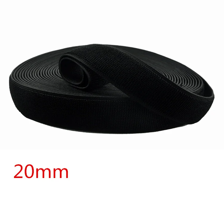 Laço de Fita 20mm de Largura de 20 Atacado Profissional Metros Rolo Black Stretch Elastic –