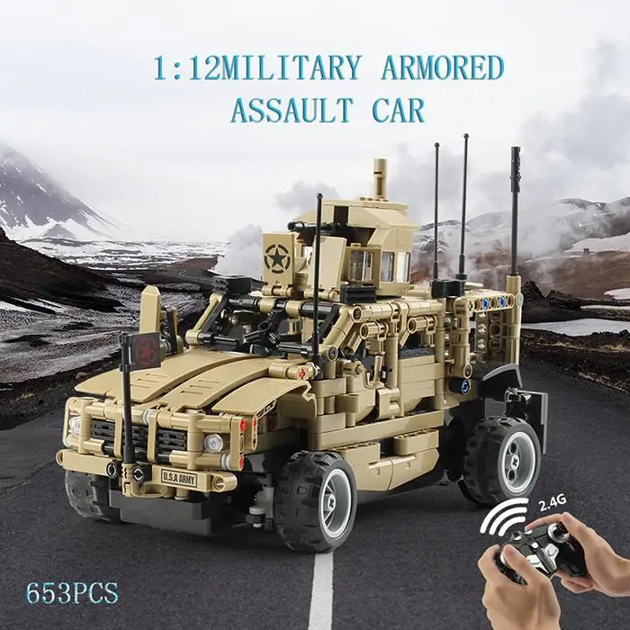 

New Remoter control block RC Armed Hummer Car fit legoings Technic Military city Remote Control Building Block Brick diy Toy kid