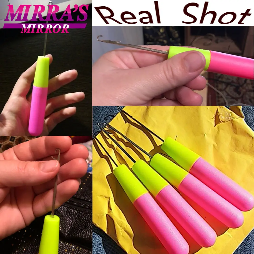Mirra's Mirror зеркало 10 шт. дреды парик делая инструменты Розовый и лимон цветная игла Threader крючком Крючки для крупное плетение волос