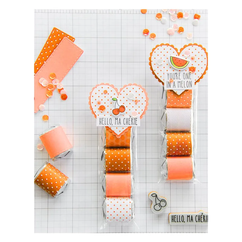 

YaMinSanNiO Cute Fruit Letter Stamp and Dies Clear Stamps Metal Cutting Dies for Scrapbooking DIY Stencil Craft Card Decor