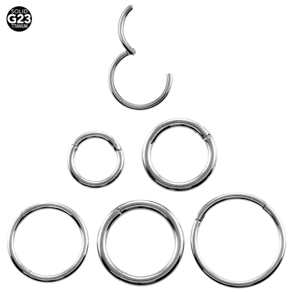

1PC G23 Titanium Hinged Segment Nose Rings Nipple Clicker Silver Ear Cartilage Tragus Helix Lip Piercings Unisex Fashion Jewelry