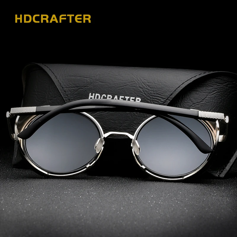 Солнцезащитные очки HDCRAFTER 2017 винтажные круглые в стиле стимпанк для мужчин и