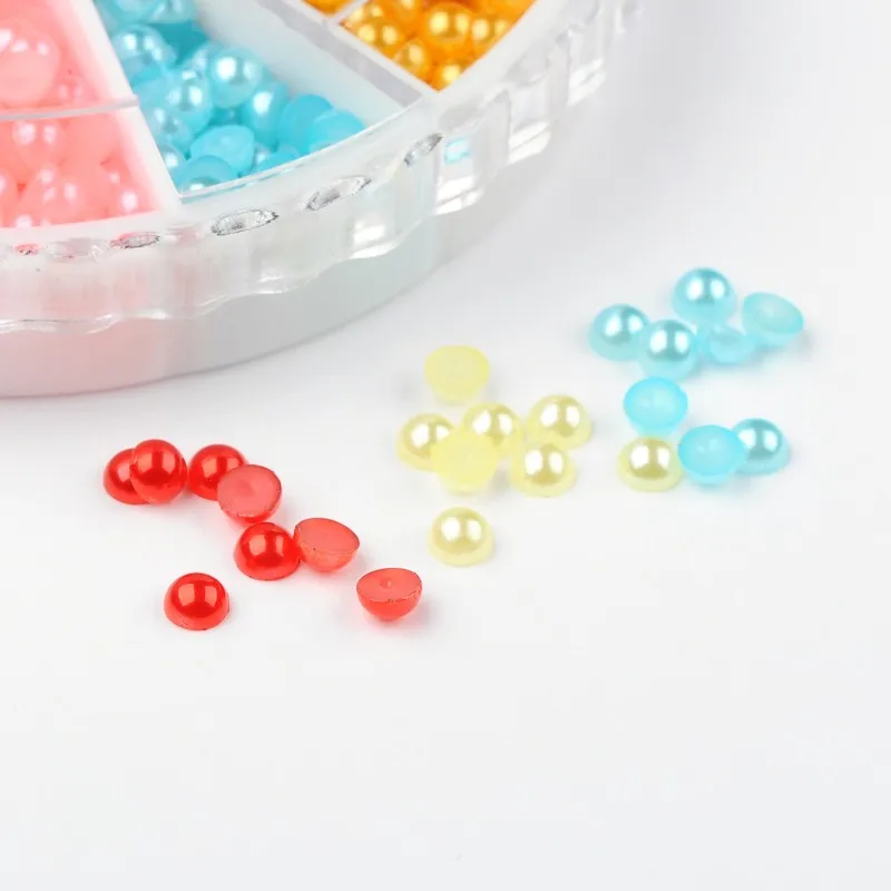 12 Colors 3mm ABS Plastic Imitation Half Round Flatback Pearls Resin Scrapbook Beads for Jewelry Diy 1260pcs/box | Украшения и