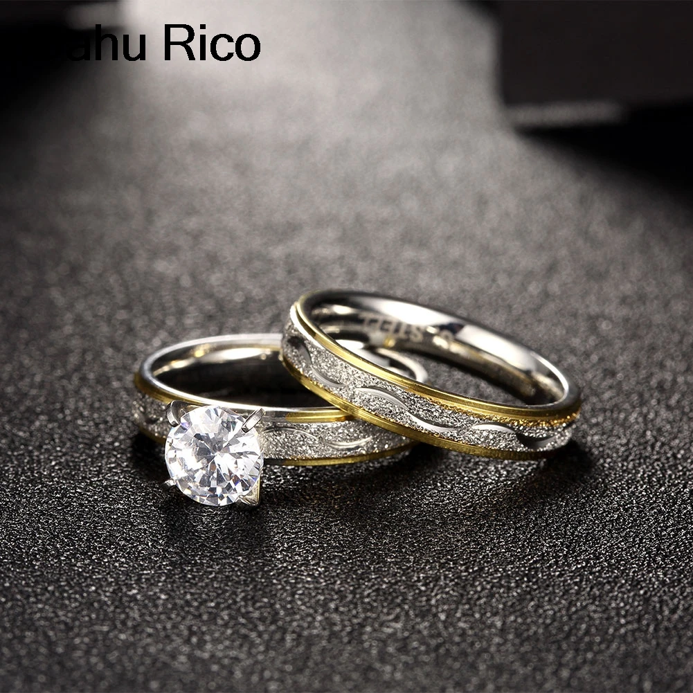 wedding rings pair stone ring cubic zirconia ring zirconia mujer dark souls #da143 tungsten 316L stainless steel Dahu Rico Ring