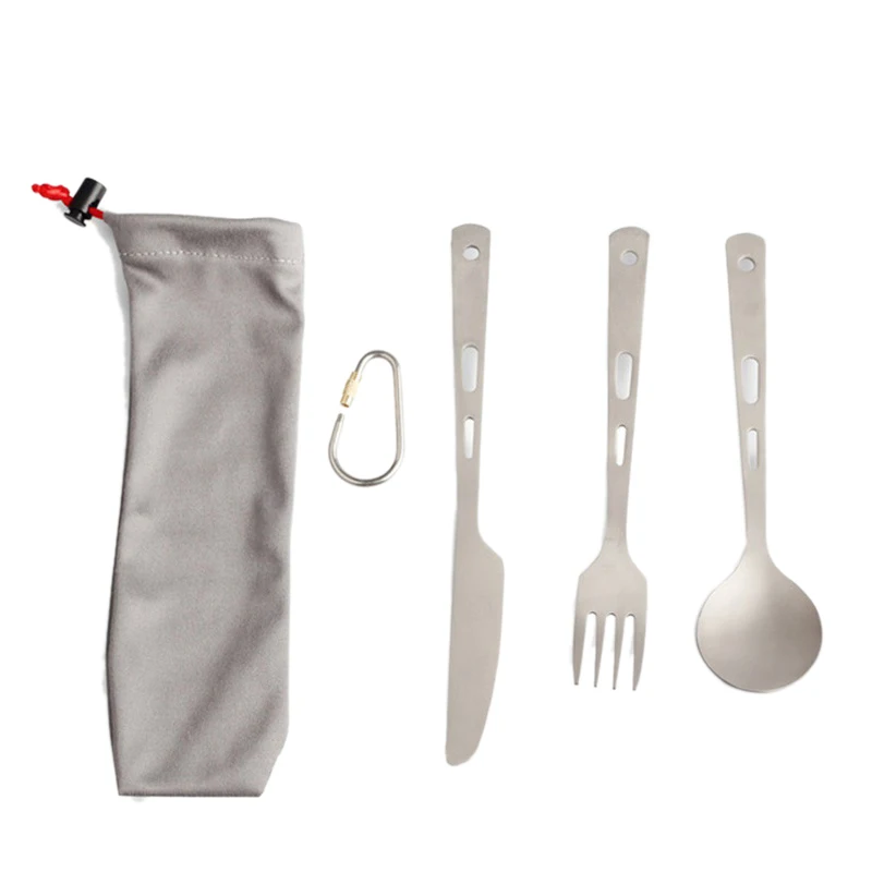 

Titanium Tableware Camping Backpack Cookware Kitchen Utensils Tourist Spoon Fork Dishes Picnic Set Spork