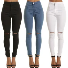 High Waist Skinny Fashion Boyfriend Jeans for Women Hole Vintage Girls Slim Ripped Denim Pencil Pants High Waist Skinny Fashion Boyfriend Jeans for Women Hole Vintage Girls Slim Ripped Denim Pencil Pants