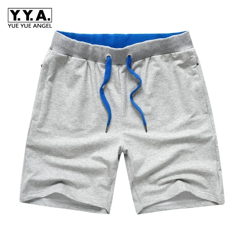 Летние Новые повседневные мужские прямые шорты до колена с завязками на талии, тонкие трикотажные свободные мужские спортивные шорты больших размеров, уличная одежда