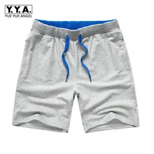 Летние Новые повседневные мужские прямые шорты до колена с завязками на талии, тонкие трикотажные свободные мужские спортивные шорты больших размеров, уличная одежда
