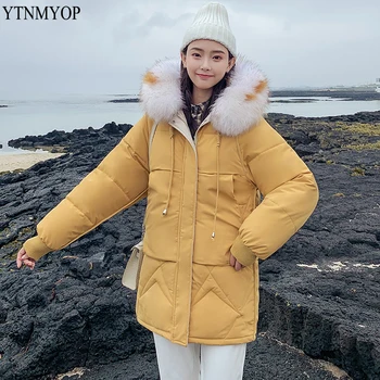 

YTNMYOP 2019 Winter Coat Women Medium Long Parkas Female Hooded Wadded Jacket Cotton Padded Clothing Ladies S-3XL Feminine Coat