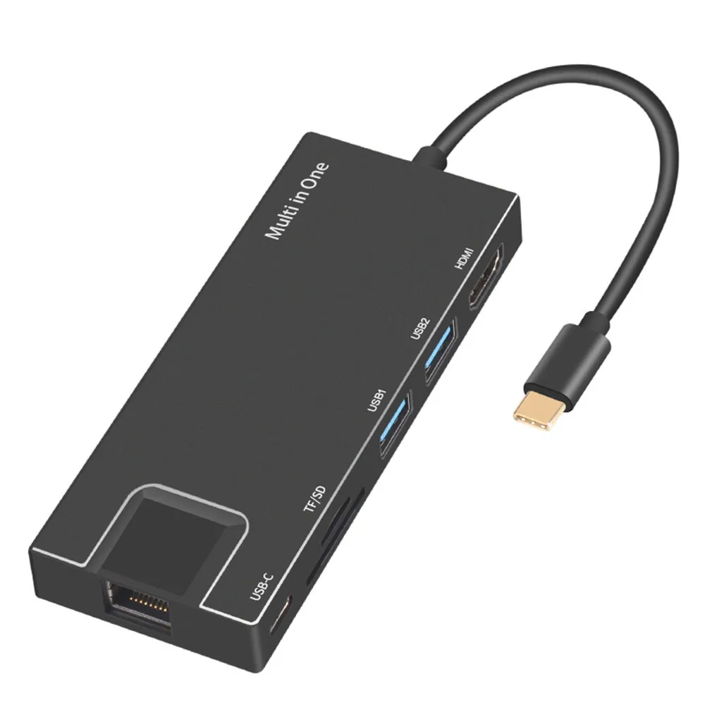  USB C to Type C 8 in 1 USB 3.0 HDMI 4K RJ45 Ethernet Adapter Micro SD TF Card Reader HUB Charger fo