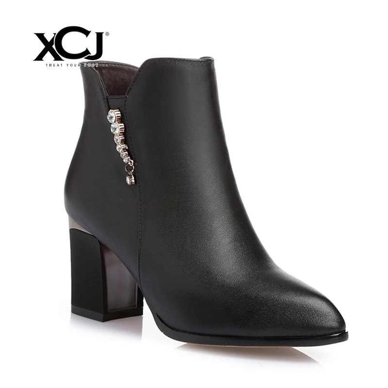 

Women Genuine Leather Boots Women Winter Shoes Ankle Boots Brand Women Shoes High Quality Winter Boots Platform Plush XCJ
