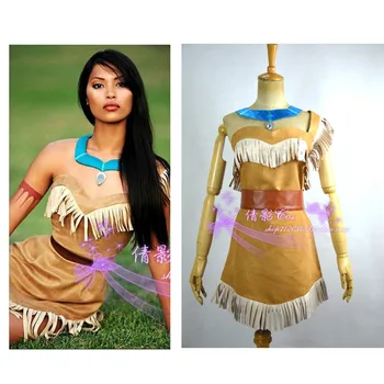 

2016 New Style Movie Pocahontas Princess Cosplay Costume Dress For Women Clothing