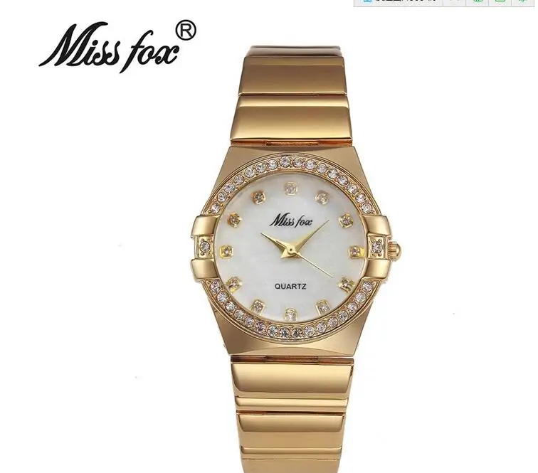 Miss Fox брендовые качественные Роскошные женские кварцевые часы серебристого и золотого цвета со стразами женские часы-браслет Montre Femme - Цвет: 109B