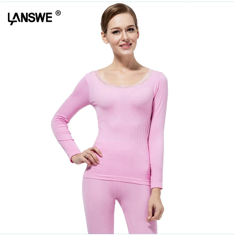 Women slim thermal long johns solid lady breathable warm long underwear
