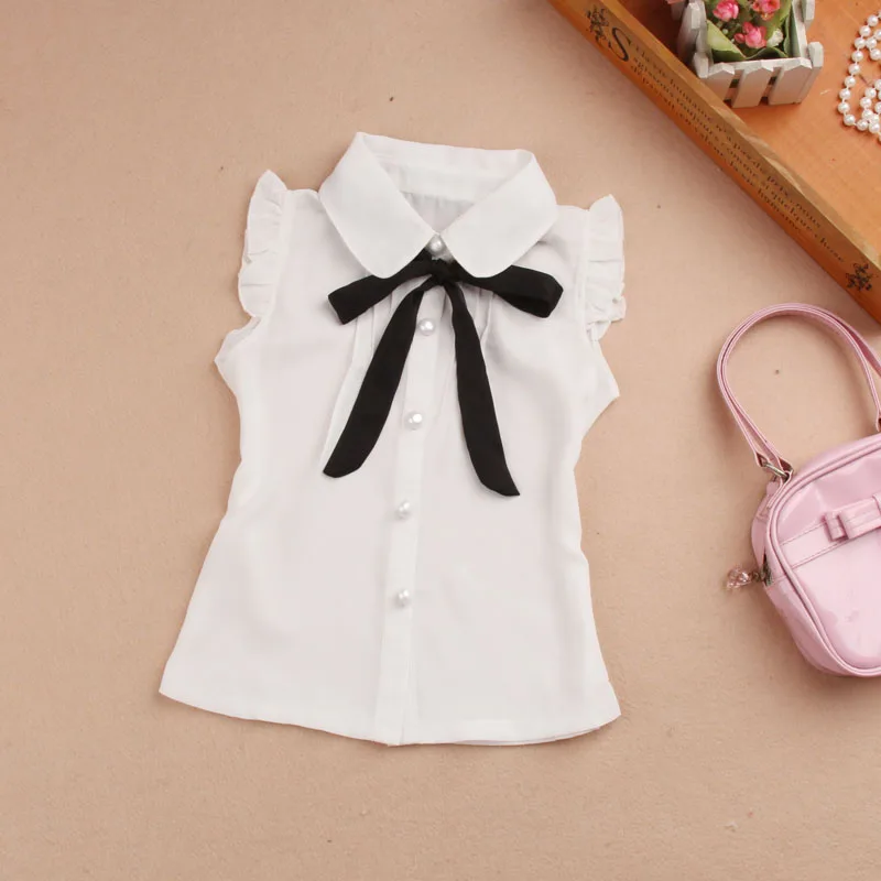 Летняя блузка для девочек рубашки дети короткий рукав красный цветок школьные топы для маленьких девочек для малышей и подростков Детская одежда JW3773A - Цвет: design 8 white
