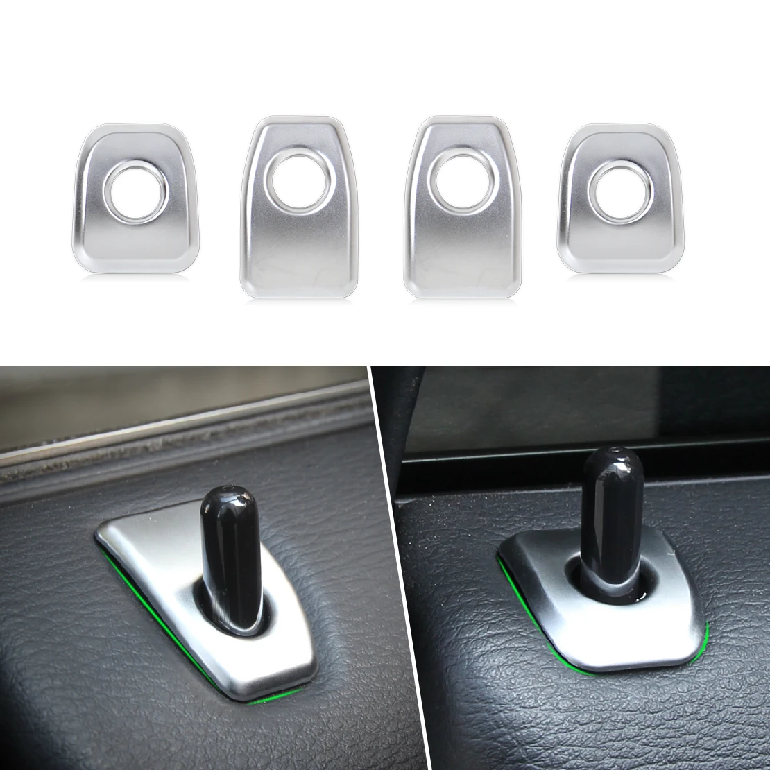 beler 4pcs Car Mouldings Matt Chrome Door Lock Knob Grommet Ferrule