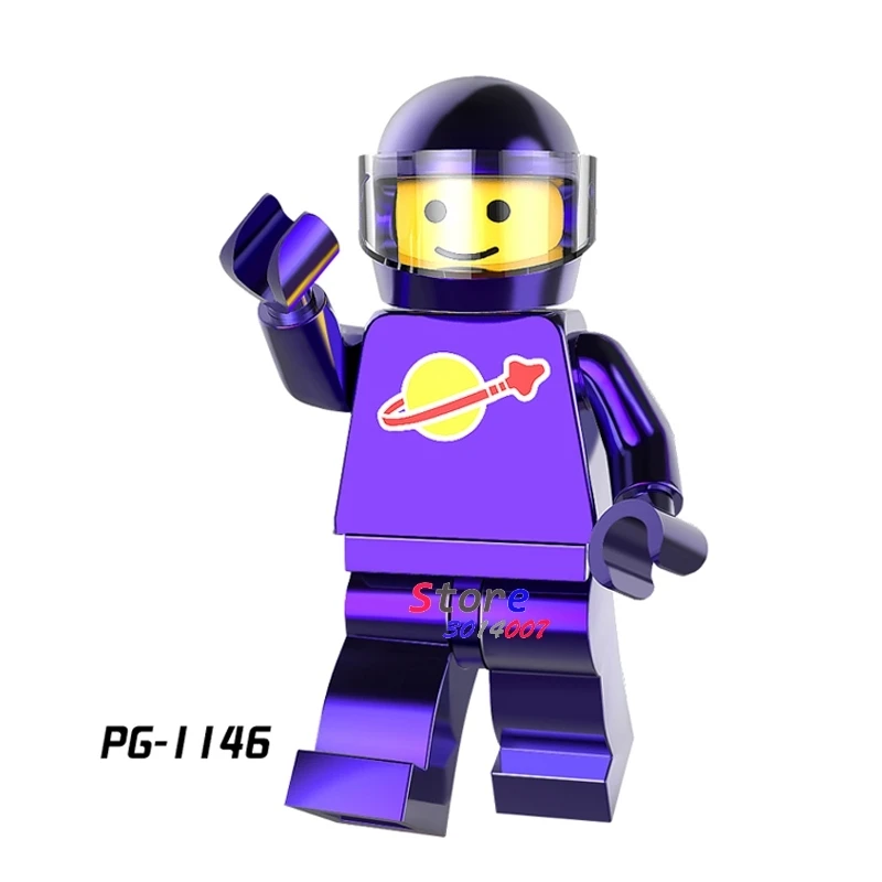 

1PCS model building blocks action figures starwars superheroes Chrome Astronaut Light Purple SpaceMan diy toys for children gift