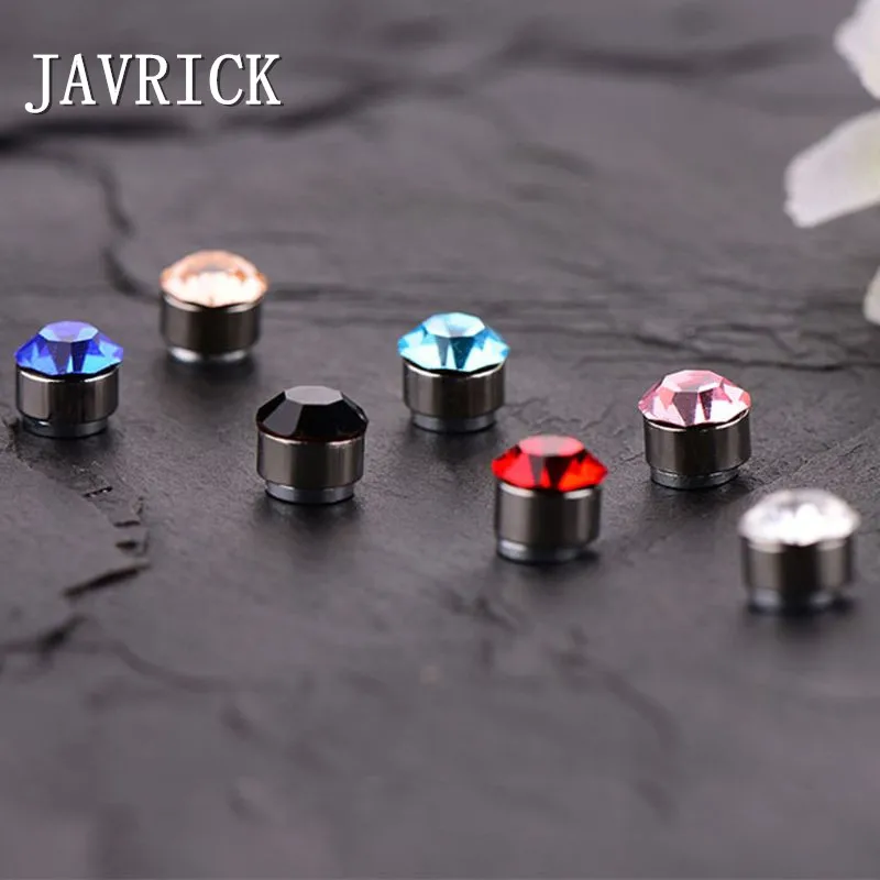 

JAVRICK 12 Pairs Crystal Rhinestone Magnetic Clip Non Piercing Earrings Fashion Jewelry