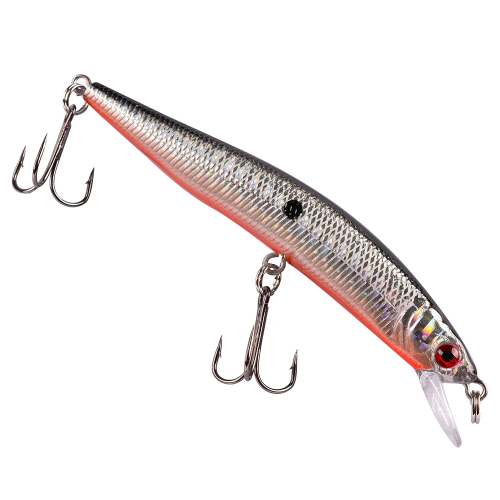 1 unids/lote señuelo de Pesca 3D ojos flotando Minnow Aritificial láser Wobblers Crankbait de plástico duro de Pesca 6 gancho de Pesca
