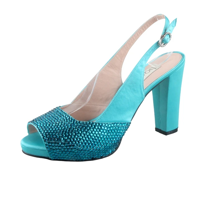 turquoise block heel shoes