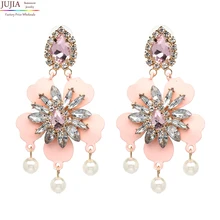 Бренд JUJIA, модные серьги с кристаллами, простая серьга с жемчугом и кисточкой, винтажные массивные серьги с кристаллами для женщин, ювелирные изделия