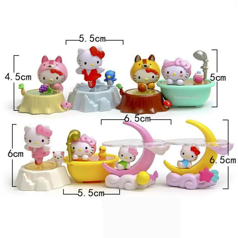 8 шт./лот, миниатюрные фигурки Kawaii Moon Kitty из смолы, Подарочная фигурка, Мультяшные игрушки животных для детей, кошка, сувенирная кукла