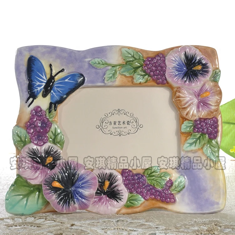 

butterfly ceramic Portrait Picture photo frame home decor craft room decoration handicraft porcelain figurine wedding decoration