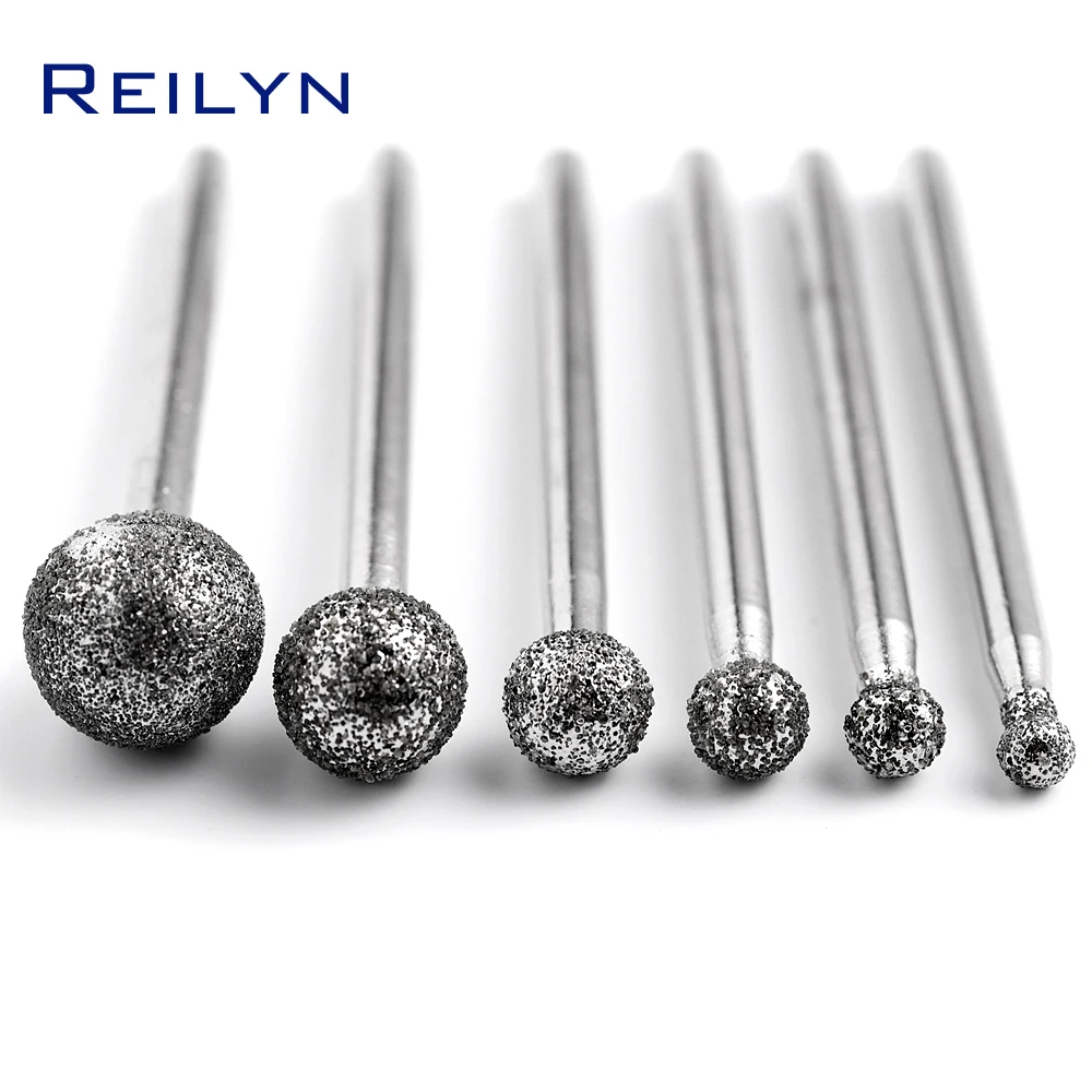 

grit#60 Emergy grinding bits shank 3mm ball shape bit abrasive block 3mm/4mm/5mm/6mm/8mm/10mm/12mm for rotary tools
