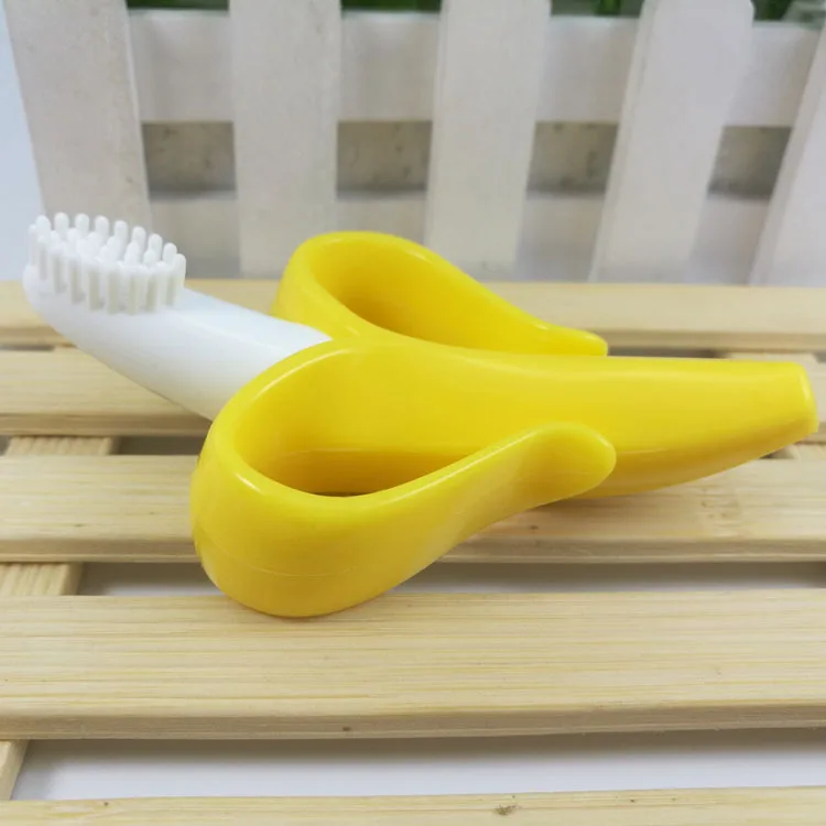 Детская силиконовая учебная зубная щетка BPA бесплатно в форме банана ...