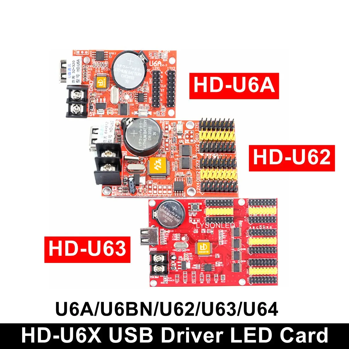 

Huidu HD-U6A HD-U6BN HD-U62 HD-U63 HD-U64 U-disk Single Color LED Card Work For Single Color and Two Colors LED Display Modules