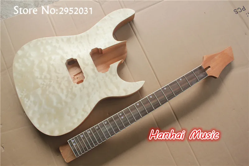 

High Quality Semi-finished Guitar with Mahogany Body and Neck,Quilted Maple Veneer,24 Frets and can be Customized