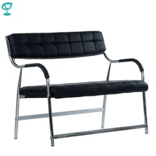 95454 Barneo K-12 офисная скамья для посетителей черное эко-кожа хромированные ножки скамейка для 2-х визитеров мебель для офиса стул для посетителей кресла для офиса в Казахстан по России