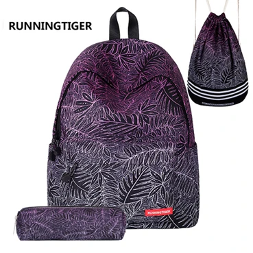 RUNNINGTIGER, женский рюкзак, школьные сумки для девочек, рюкзак с принтом, Mochila, школьные рюкзаки для девочек-подростков, 3 шт. в комплекте, Mochila - Цвет: 08