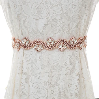 

Rose Gold Hand Beaded Wedding Belt Elegant Crystal Bridal Sash Rhinestones Bridal Sash For Wedding Decoration S196RG