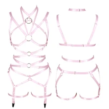 Тела Harnes пояса с резинками розовое белье комплект плюс Размеры эластичный бюстгальтер, Пастельная готика панк выдалбливают Топ держатель для клеток вечерние танец Rave