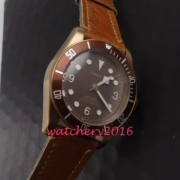 

41mm Corgeut Bronze Plated case Luminous Automatic Men's Watch Sapphire Glass Brown Dial Bracelet Clasp Mechanical Wristwatches