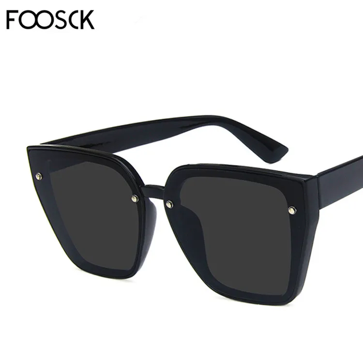 FOOSCK Oculos De Sol Feminino новые модные ретро дизайнерские Супер круглые очки кошачий глаз женские солнцезащитные очки Feminino UV400 - Цвет линз: C1Balck