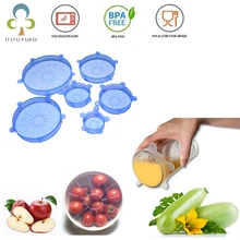 6 шт./компл. силиконовый всасывающий контейнер с крышкой может кастрюля крышка легко вакуумное уплотнение стрейч герметик кухонные инструменты чаша крышка RQX