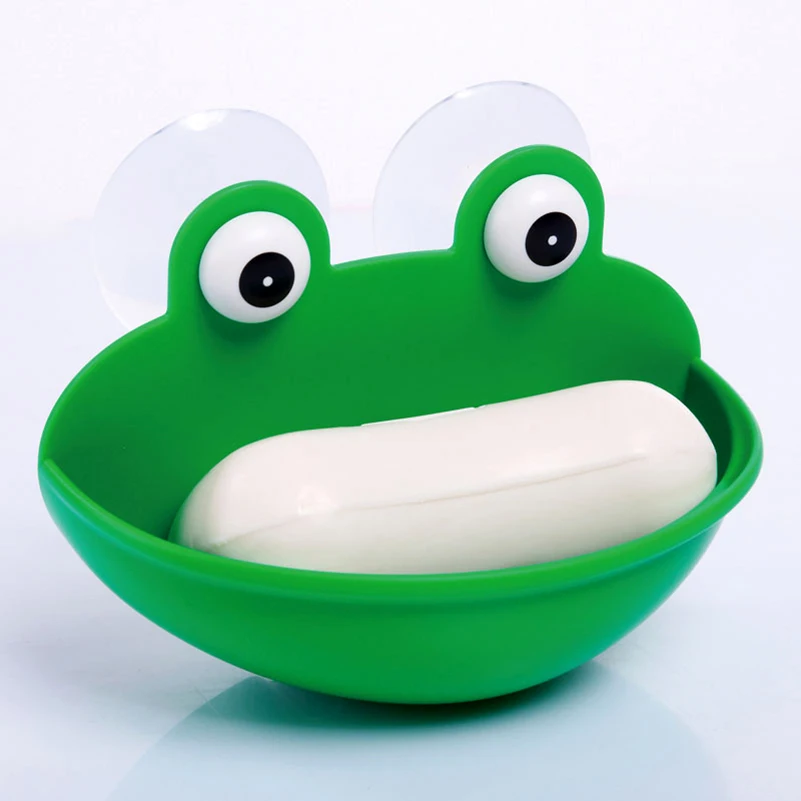 

Soap Holder Cute Cartoon Soap Box with Suction Shaver Holder Plastic Bathroom Organizer for Home Bathroom Kitchen