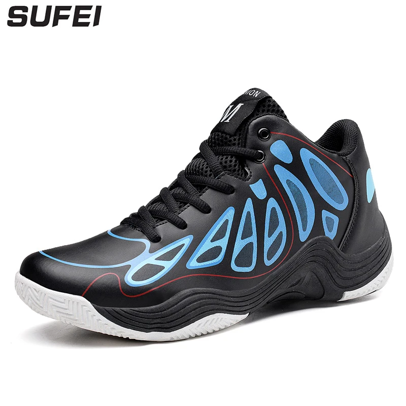 Baratos Sufei baloncesto portátil zapatos de tobillo zapatillas de deporte al aire libre Atlético profesional cojín gimnasio entrenamiento entrenadores