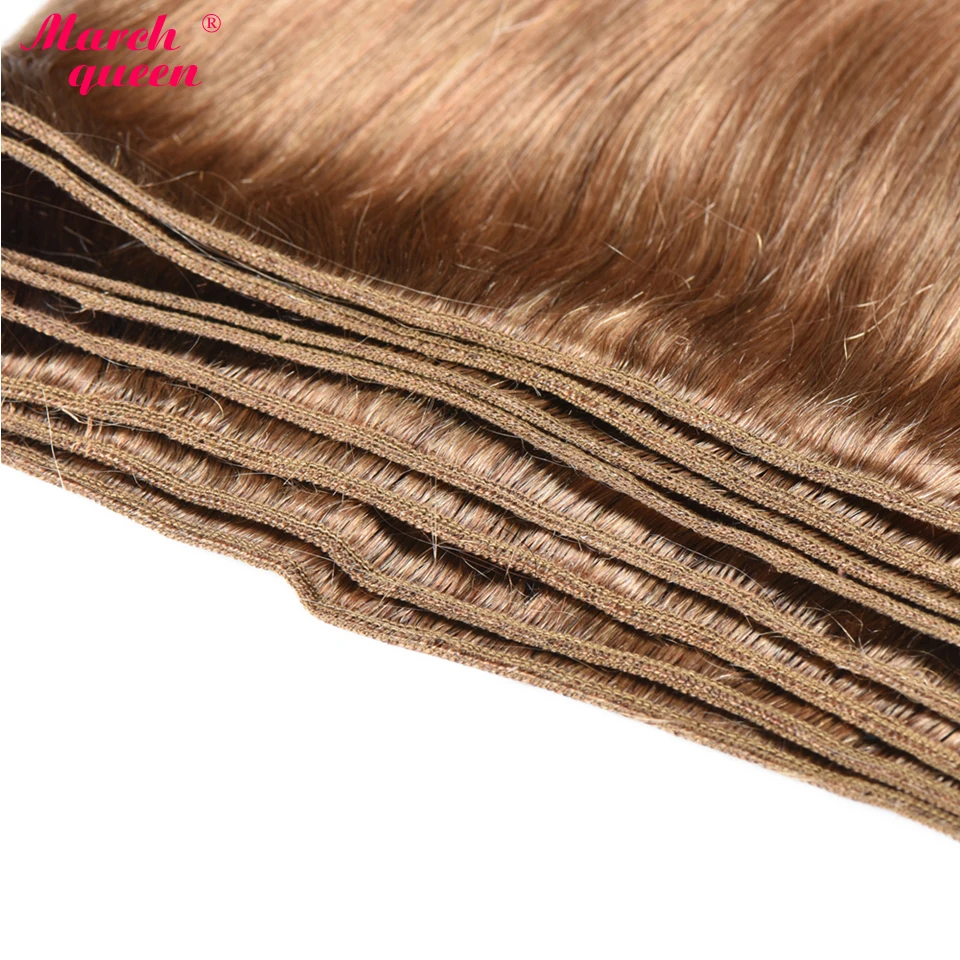  March Queen #27 Peruvian Straight Hair With Closure Honey Blonde Color Human Hair Weave 3 Bundles W